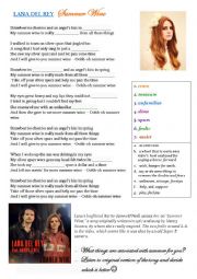 English Worksheet: Lana Del Rey - Summer Wine (Past Simple song + Passive)