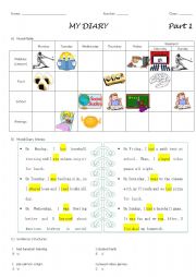 English Worksheet: Writing a Diary