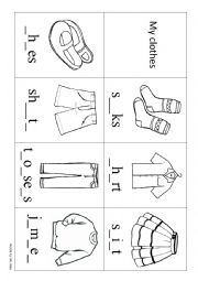 English Worksheet: CLOTHES CARDS