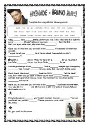 English Worksheet: Bruno Mars - GRENADE 