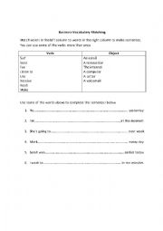 English Worksheet: Business Vocabulary Matching