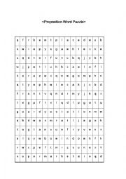 English Worksheet: Preposition word puzzel