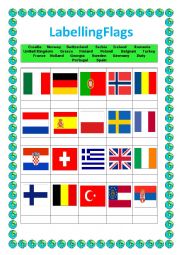 English Worksheet: European Flags