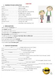 English Worksheet: SHORT TEST