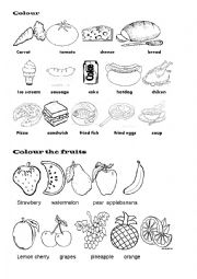 English Worksheet: food, fruits