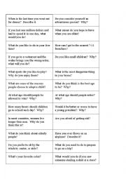 English Worksheet: Speaking cards