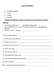 English Worksheet: Maths problems