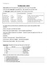 English Worksheet: To have got  - exercises