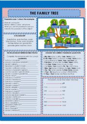 English Worksheet: FAMILY TREE / VERB HAVE HAS POSSESSIVE ADJECTIVES