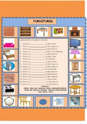 English Worksheet: THERE IS THERE ARE VOCABULARY OF FURNITURES