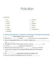 English Worksheet: pollution