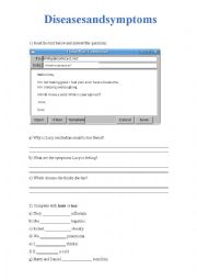 English Worksheet: Diseases and symptoms