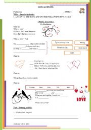 English Worksheet: What is love_Song Activity