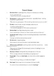 English Worksheet: Travel Idioms