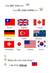 English Worksheet: Where are you from? 