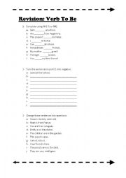 English Worksheet: revision of verb to be