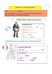 English Worksheet: PHYSICAL APPEARANCE TEST 