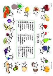 Vocabulary - Fruit - Matching activity