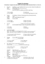 English Worksheet: Speaking  reading and writing skills examination