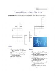 English Worksheet: Crossword Puzzle - Parts of the Body