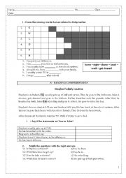 English Worksheet: DAILY ROUTINE TEST