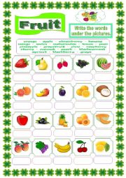 English Worksheet: Fruit