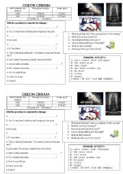 English Worksheet: Cinema plans