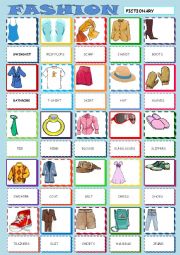 English Worksheet: FASHION PICTIONARY