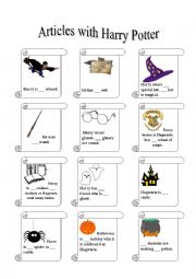 English Worksheet: Articles with Harry Potter