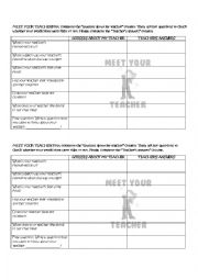 English Worksheet: MEET YOUR TEACHER