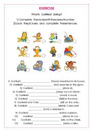 English Worksheet: Present continuous - Garfield