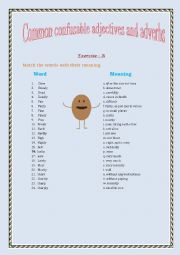 English Worksheet: Common Confusable Adjectives and Adverbs