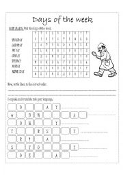 English Worksheet: Days of the week