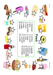 English Worksheet: Vocabulary - Food - Matching activity