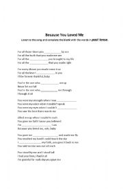 English Worksheet: Because you loved me