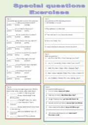 English Worksheet: Special questions