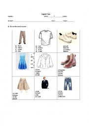 English Worksheet: Clothes test