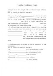 English Worksheet: Past continuous