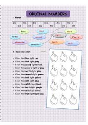 English Worksheet: ORDINAL NUMBERS