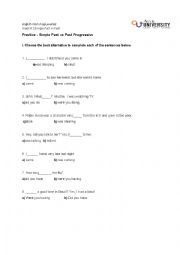 English Worksheet: Simple Past vs Past Progressive