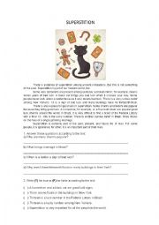 English Worksheet: superstition