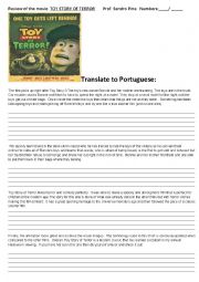 English Worksheet: Review of the movie  TOY STORY OF TERROR