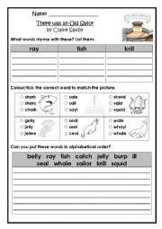 English Worksheet: There Was An Old Sailor Worksheets