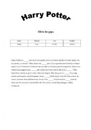 English Worksheet: Harry Potter Gap-Fill