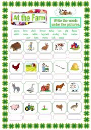 English Worksheet: At the Farm