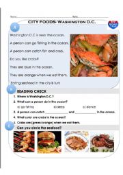English Worksheet: Kinder-First Grade: Reading Comphrension_Washington D.C.