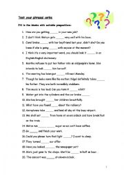 English Worksheet: Test your phrasal verbs