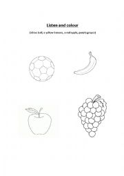 English Worksheet: Listen and colour 1