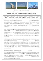 English Worksheet: Environmental Impacts of Energy - Listening Activity