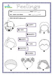 English Worksheet: my feelings 